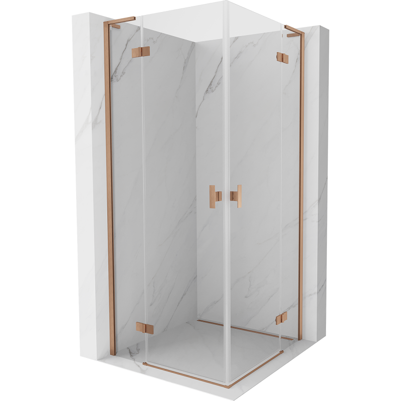 Mexen Mist-H L Duo 120 x 120 cm Swing Shower Enclosure, Transparent, Brushed Copper - 8A5L-120L-120P-65-00