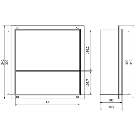 Mexen X-Wall-NR recessed shelf with a flange and shelf 30 x 30 cm, Gold - 1951303010S