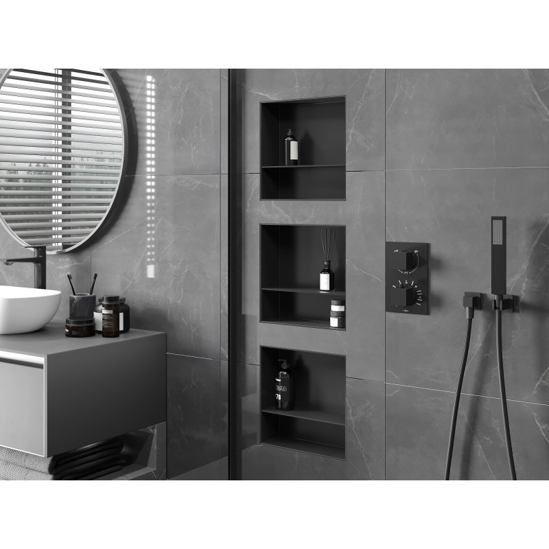 Mexen X-Wall-NR niche shelf without flange with shelf 30 x 30 cm, black - 1971303010S