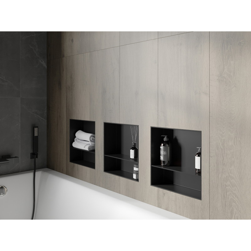 Mexen X-Wall-NR niche shelf without flange with shelf 30 x 30 cm, black - 1971303010S