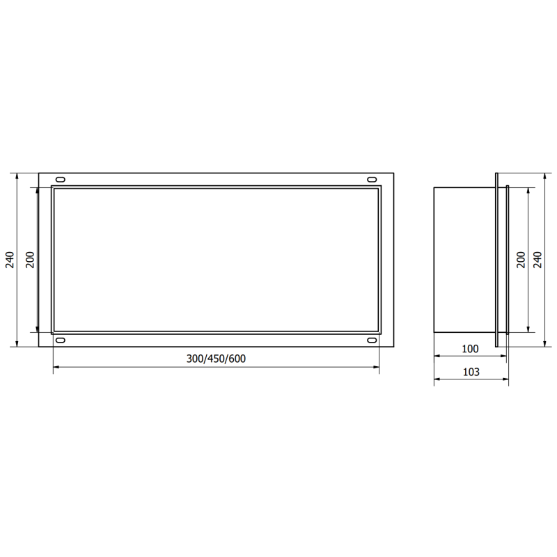 Mexen X-Wall-NR recessed shelf without flange 45 x 20 cm, black - 1971452010