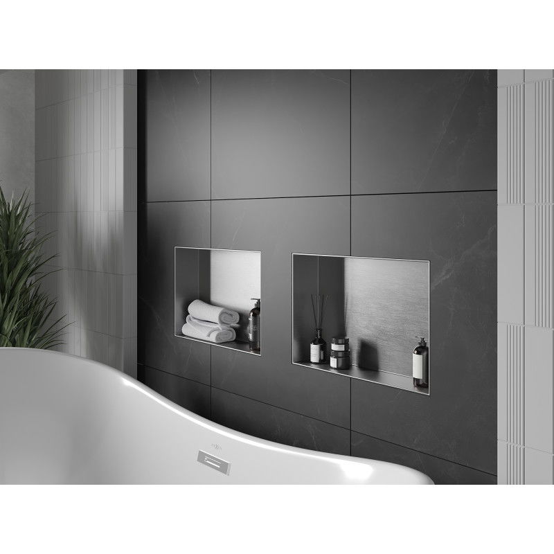 Mexen X-Wall-NR recessed shelf without flange 45 x 30 cm, inox - 1911453010