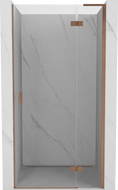Mexen Mist-H L 75 cm Right Hinged Shower Door, Transparent, Brushed Copper - 8A5L-075-000-65-00-P
