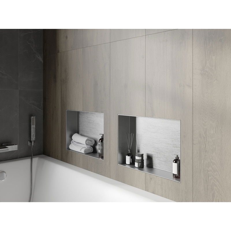 Mexen X-Wall-NR recessed shelf without flange 45 x 30 cm, inox - 1911453010