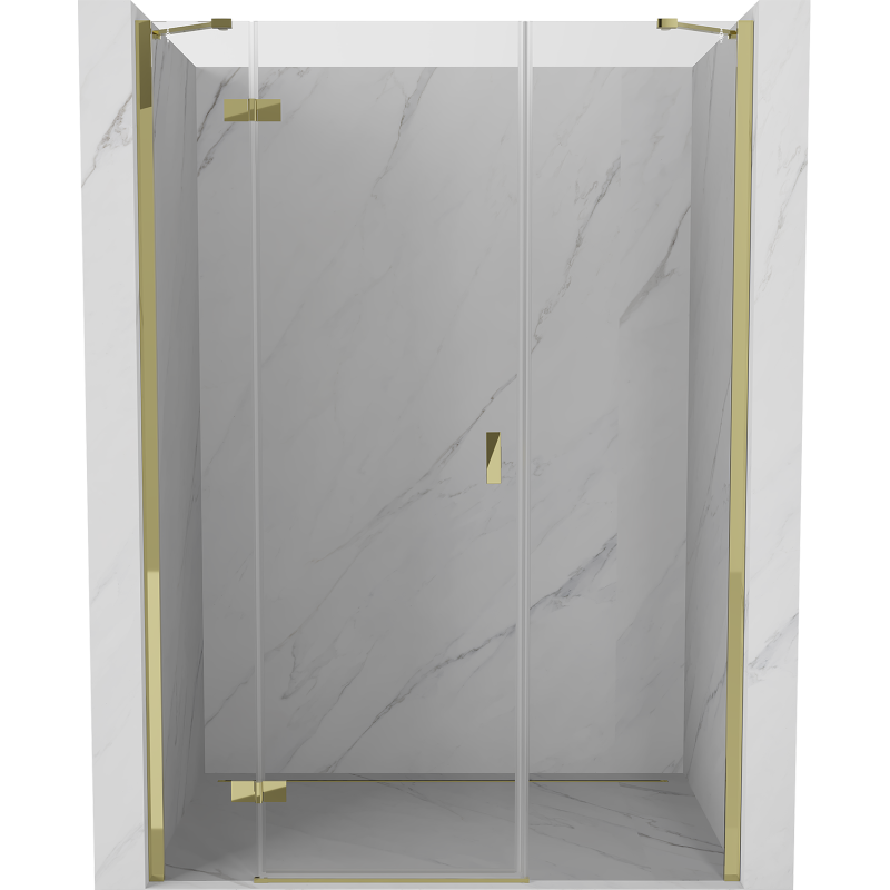 Mexen Mist-H shower door hinged left 140 cm, transparent, gold - 8A5-140-001-50-00-L