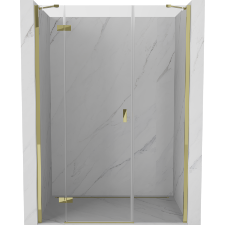 Mexen Mist-H shower door hinged left 140 cm, transparent, gold - 8A5-140-001-50-00-L