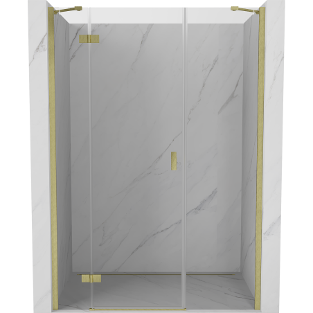 Mexen Mist-H left-hand hinged shower door 125 cm, transparent, brushed gold - 8A5-125-001-55-00-L