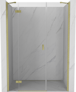 Mexen Mist-H left hinged shower door 130 cm, transparent, brushed gold - 8A5-130-001-55-00-L