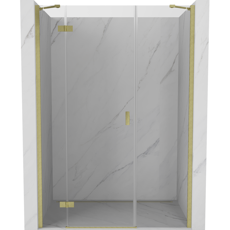 Mexen Mist-H 135 cm Left-Hand Hinged Shower Door, Transparent, Brushed Gold - 8A5-135-001-55-00-L