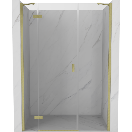 Mexen Mist-H 145 cm Left Hinged Shower Door, Transparent, Brushed Gold - 8A5-145-001-55-00-L