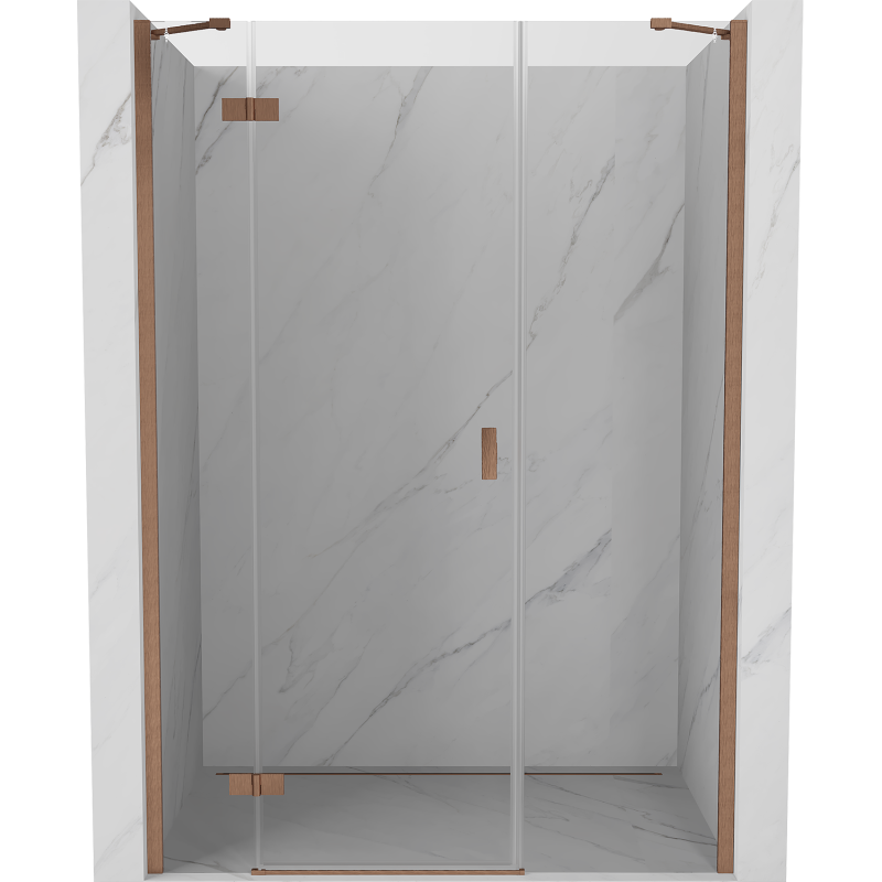 Mexen Mist-H left hinged shower door 135 cm, transparent, brushed copper - 8A5-135-001-65-00-L