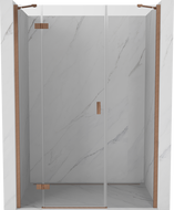 Mexen Mist-H 135 cm Left-Handed Shower Door, Transparent, Brushed Copper - 8A5-135-001-65-00-L
