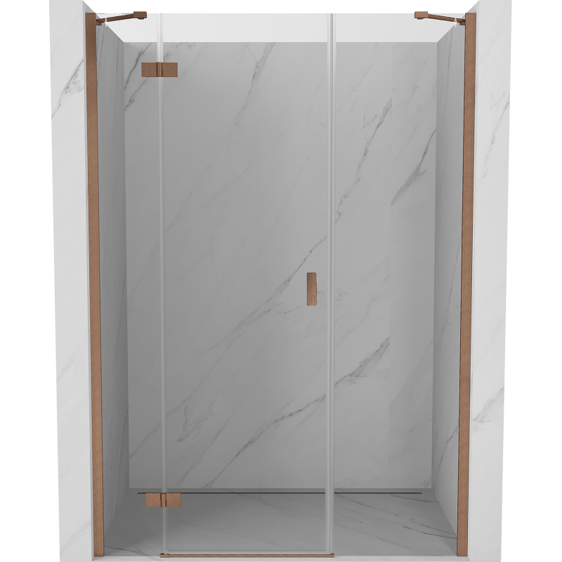 Mexen Mist-H 140 cm Left Pivot Shower Door, Transparent, Brushed Copper - 8A5-140-001-65-00-L