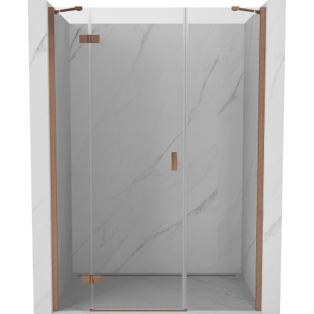 Mexen Mist-H 140 cm Left Pivot Shower Door, Transparent, Brushed Copper - 8A5-140-001-65-00-L