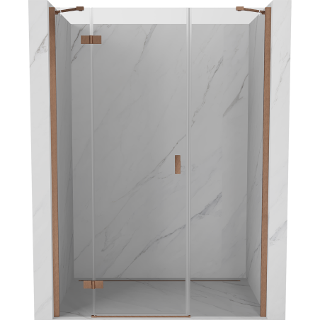 Mexen Mist-H shower door left hinged 140 cm, transparent, brushed copper - 8A5-140-001-65-00-L