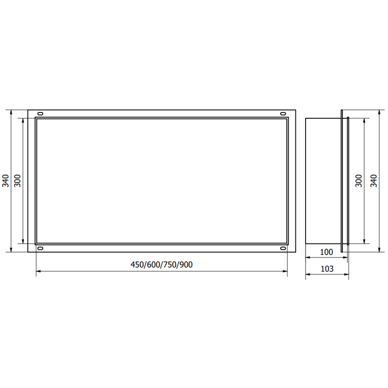 Mexen X-Wall-NR recessed shelf without flange 45 x 30 cm, black - 1971453010