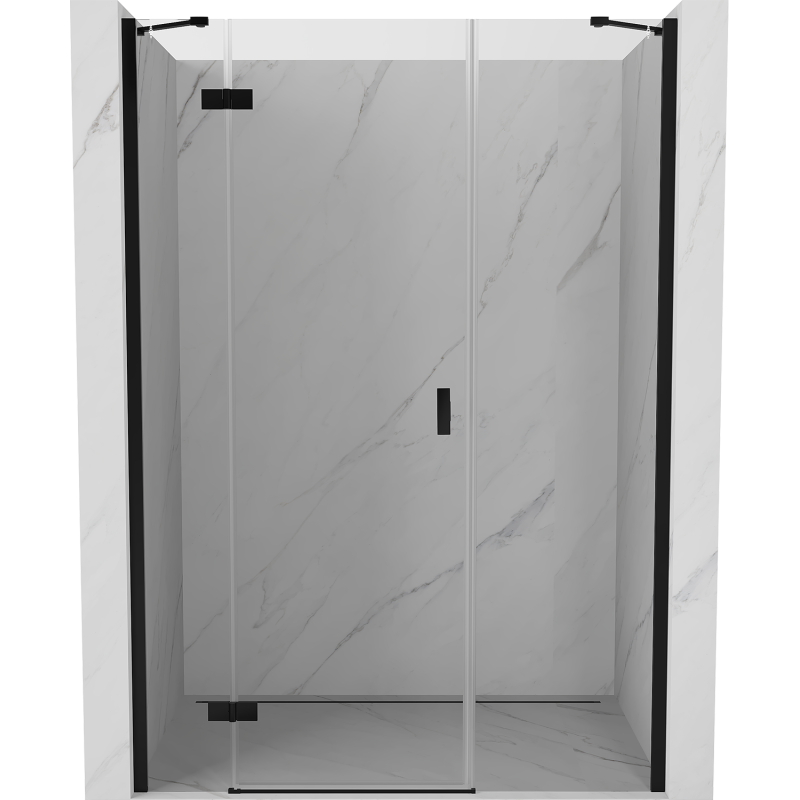 Mexen Mist-H 160 cm Left Hinged Shower Door, Clear, Black - 8A5-160-001-70-00-L