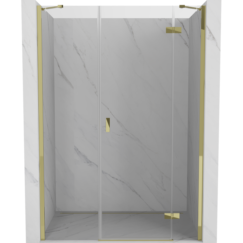 Mexen Mist-H 135 cm Right Swing Shower Door, Transparent, Gold - 8A5-135-001-50-00-P