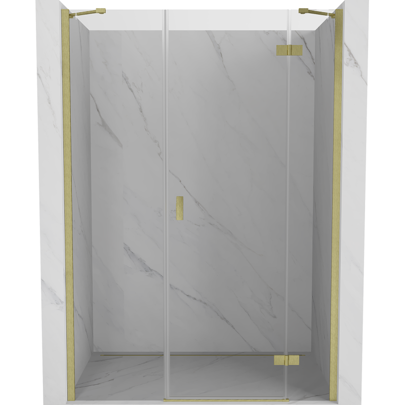 Mexen Mist-H right hinging shower door 130 cm, transparent, brushed gold - 8A5-130-001-55-00-P