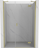 Mexen Mist-H 135 cm Right Hinged Shower Door, Transparent, Brushed Gold - 8A5-135-001-55-00-P