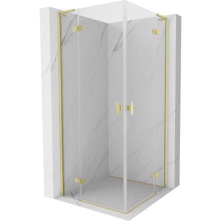 Mexen Mist-H L Duo pivot shower cabin 75 x 75 cm, transparent, brushed gold - 8A5L-075L-075P-55-00