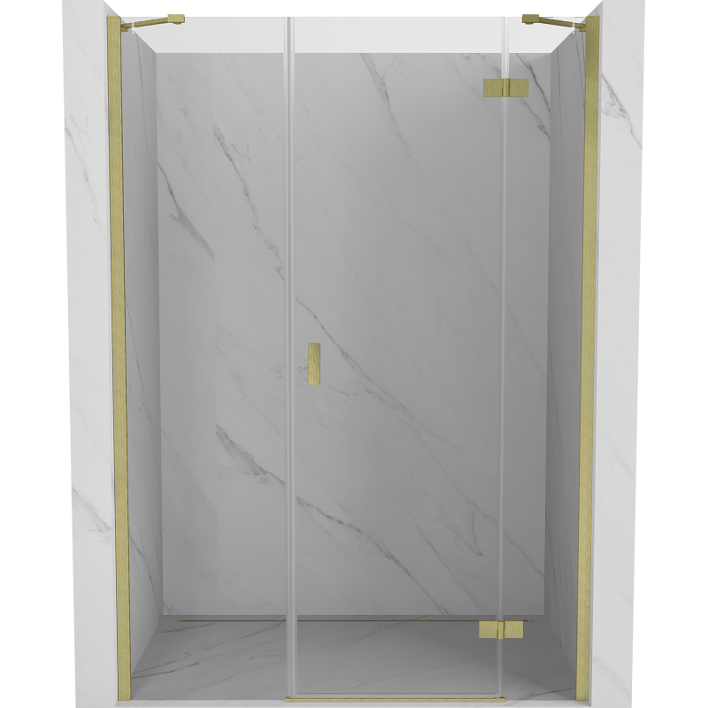 Mexen Mist-H right hinged shower door 155 cm, transparent, brushed gold - 8A5-155-001-55-00-P