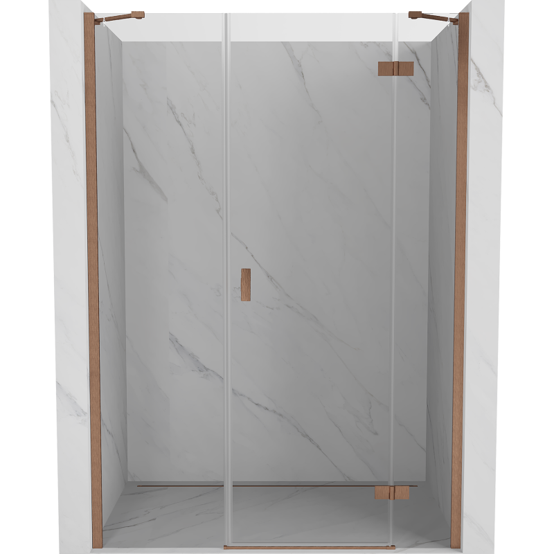 Mexen Mist-H right hinged shower door 130 cm, transparent, brushed copper - 8A5-130-001-65-00-P