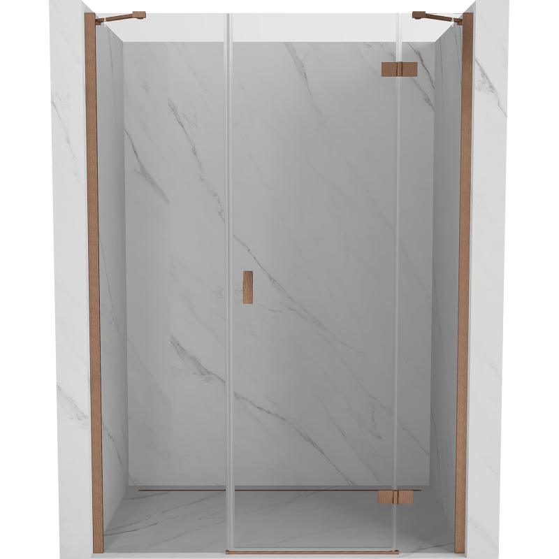 Mexen Mist-H Right-Hinged Shower Door 155 cm, Transparent, Brushed Copper - 8A5-155-001-65-00-P
