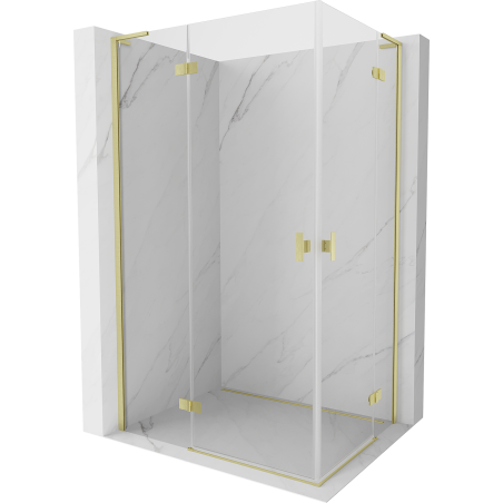 Mexen Mist-H L Duo Left Hinged Shower Enclosure 95 x 75 cm, Transparent, Brushed Gold - 8A5L-095L-075P-55-00