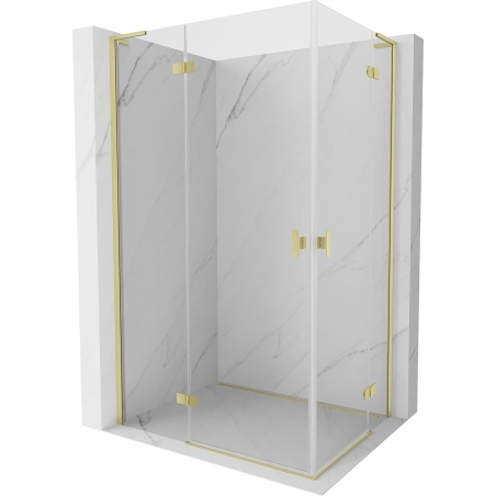 Mexen Mist-H L Duo shower enclosure hinged 110 x 75 cm, transparent, brushed gold - 8A5L-110L-075P-55-00