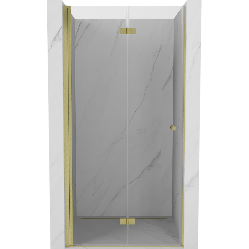 Mexen Mist-F 60 cm folding shower door, left side, transparent, brushed gold - 8A6-060-000-55-00-L