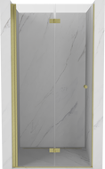 Mexen Mist-F 60 cm folding shower door, left side, transparent, brushed gold - 8A6-060-000-55-00-L