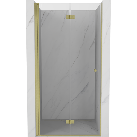 Mexen Mist-F left folding shower door 80 cm, transparent, brushed gold - 8A6-080-000-55-00-L