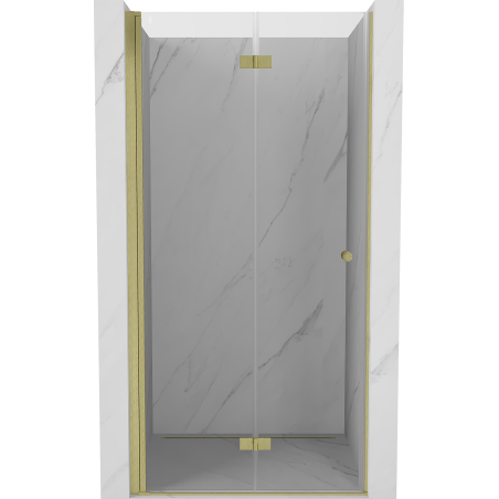 Mexen Mist-F 110 cm Left Folding Shower Door, Transparent, Brushed Gold - 8A6-110-000-55-00-L