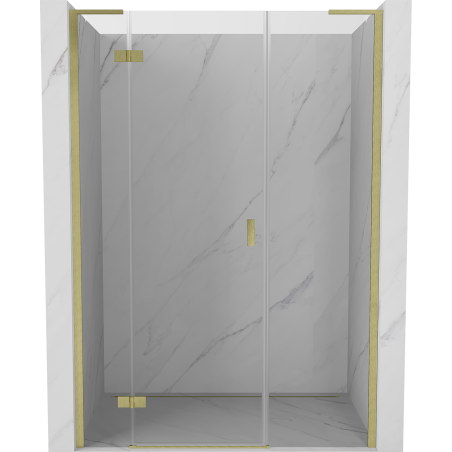 Mexen Mist-H L Left-Hinged Shower Door 125 cm, Transparent, Brushed Gold - 8A5L-125-001-55-00-L