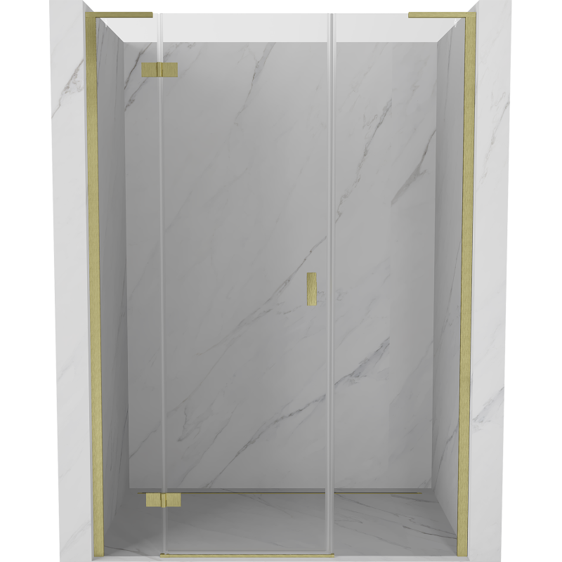 Mexen Mist-H L left hinged shower door 130 cm, transparent, brushed gold - 8A5L-130-001-55-00-L
