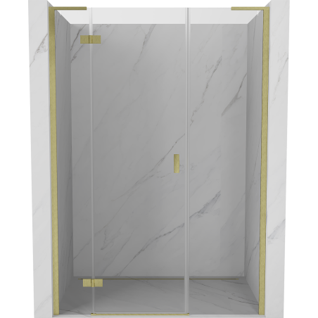 Mexen Mist-H L left hinged shower door 140 cm, transparent, brushed gold - 8A5L-140-001-55-00-L