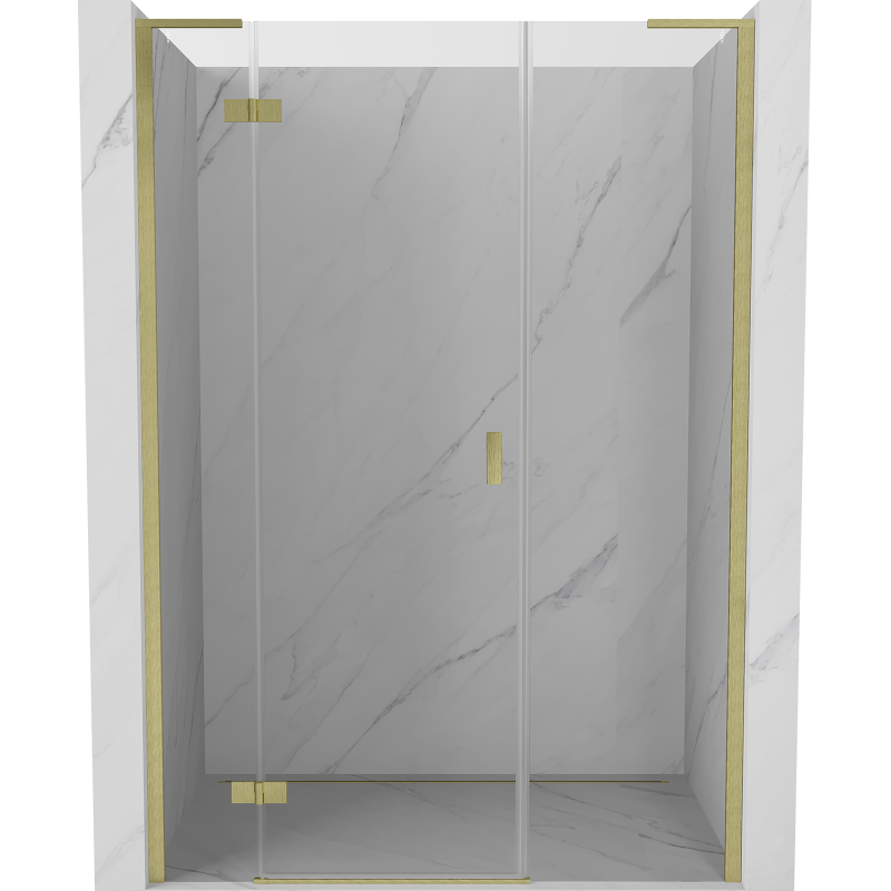 Mexen Mist-H L left hinged shower door 145 cm, transparent, brushed gold - 8A5L-145-001-55-00-L