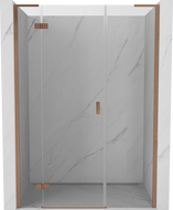 Mexen Mist-H L Left Hinged Shower Door 130 cm, Transparent, Brushed Copper - 8A5L-130-001-65-00-L