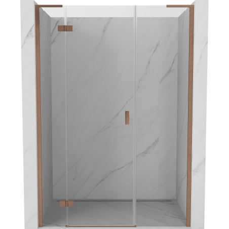 Mexen Mist-H L shower door hinged left 145 cm, transparent, brushed copper - 8A5L-145-001-65-00-L