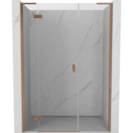 Mexen Mist-H L 155 cm Left Hinged Shower Door, Transparent, Brushed Copper - 8A5L-155-001-65-00-L