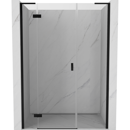 Mexen Mist-H L 130 cm Left Hinged Shower Door, Transparent, Black - 8A5L-130-001-70-00-L