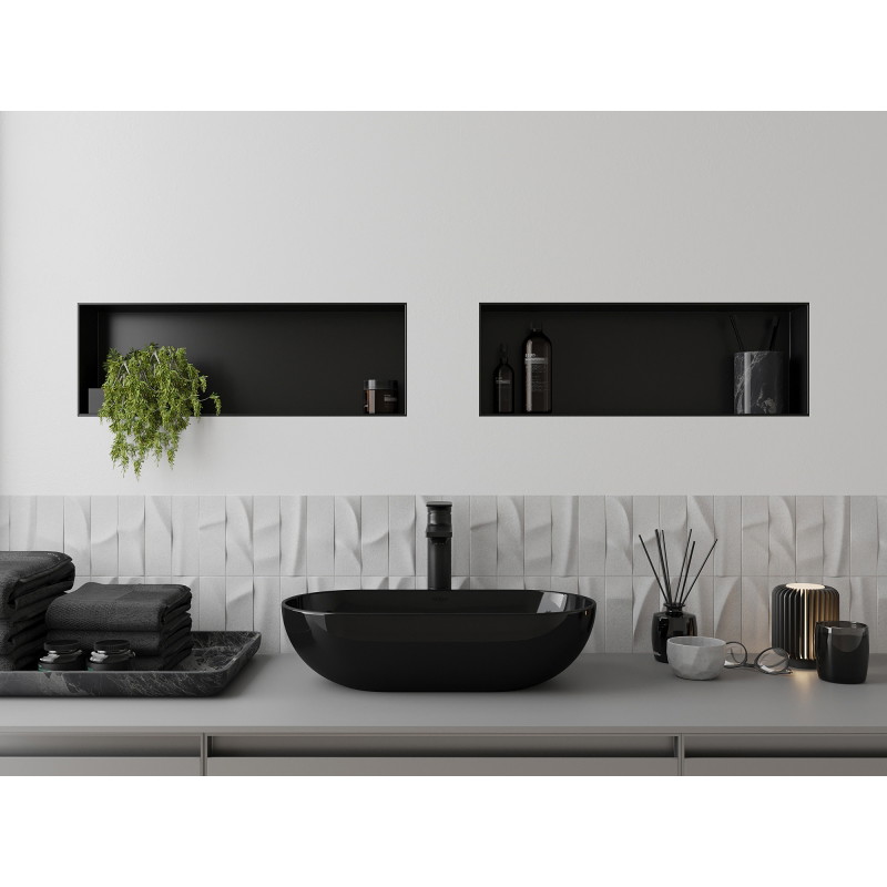 Mexen X-Wall-NR flush-mounted shelf without flange 60 x 20 cm, black - 1971602010