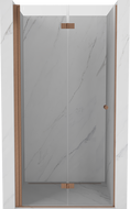 Mexen Mist-F folding shower door left 120 cm, transparent, brushed copper - 8A6-120-000-65-00-L