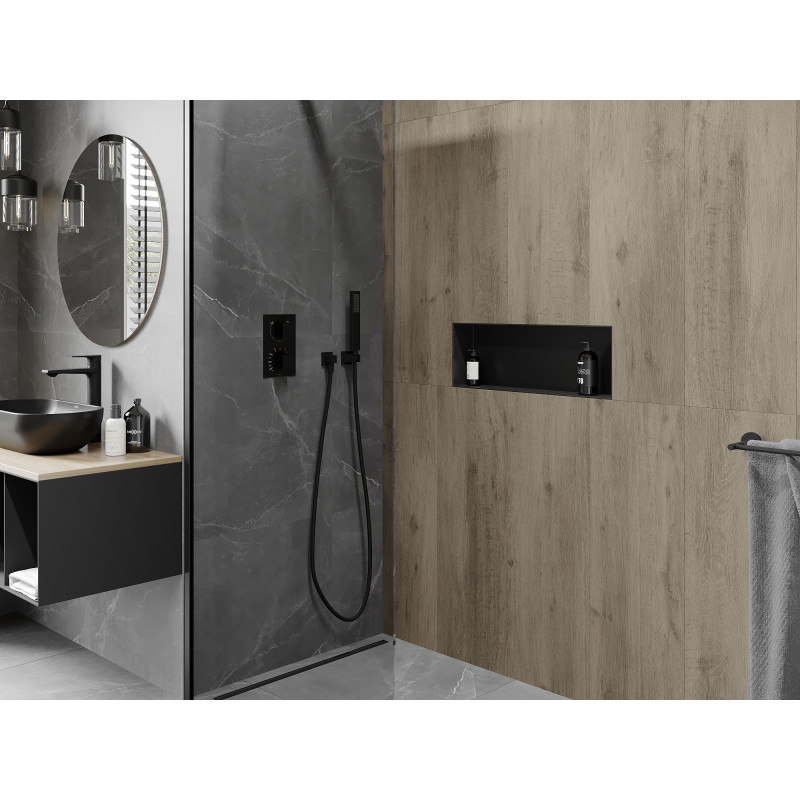 Mexen X-Wall-NR flush-mounted shelf without flange 60 x 20 cm, black - 1971602010