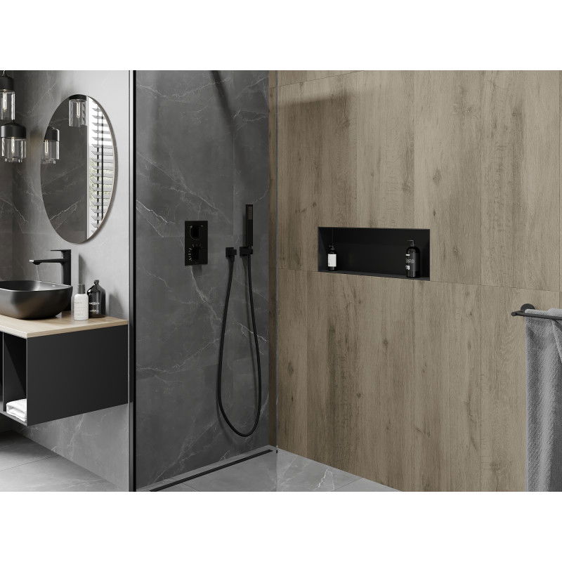 Mexen X-Wall-NR recessed shelf without flange 60 x 20 cm, black - 1971602010