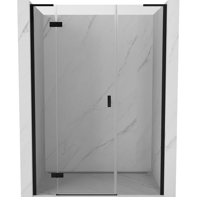 Mexen Mist-H L 160 cm Left Hinged Shower Door, Transparent, Black - 8A5L-160-001-70-00-L