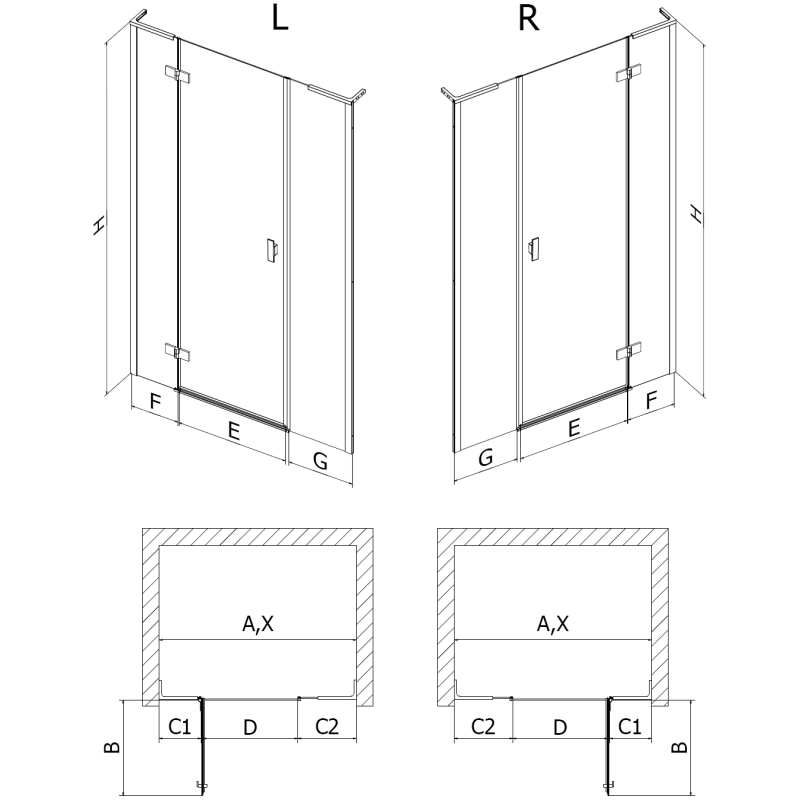Mexen Mist-H L right-open shower door 125 cm, transparent, chrome - 8A5L-125-001-01-00-P