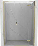 Mexen Mist-H L 155 cm Right Hinge Shower Door, Transparent, Gold - 8A5L-155-001-50-00-P
