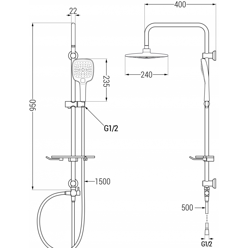 Mexen T17 Shower Column, Chrome - 798171793-00